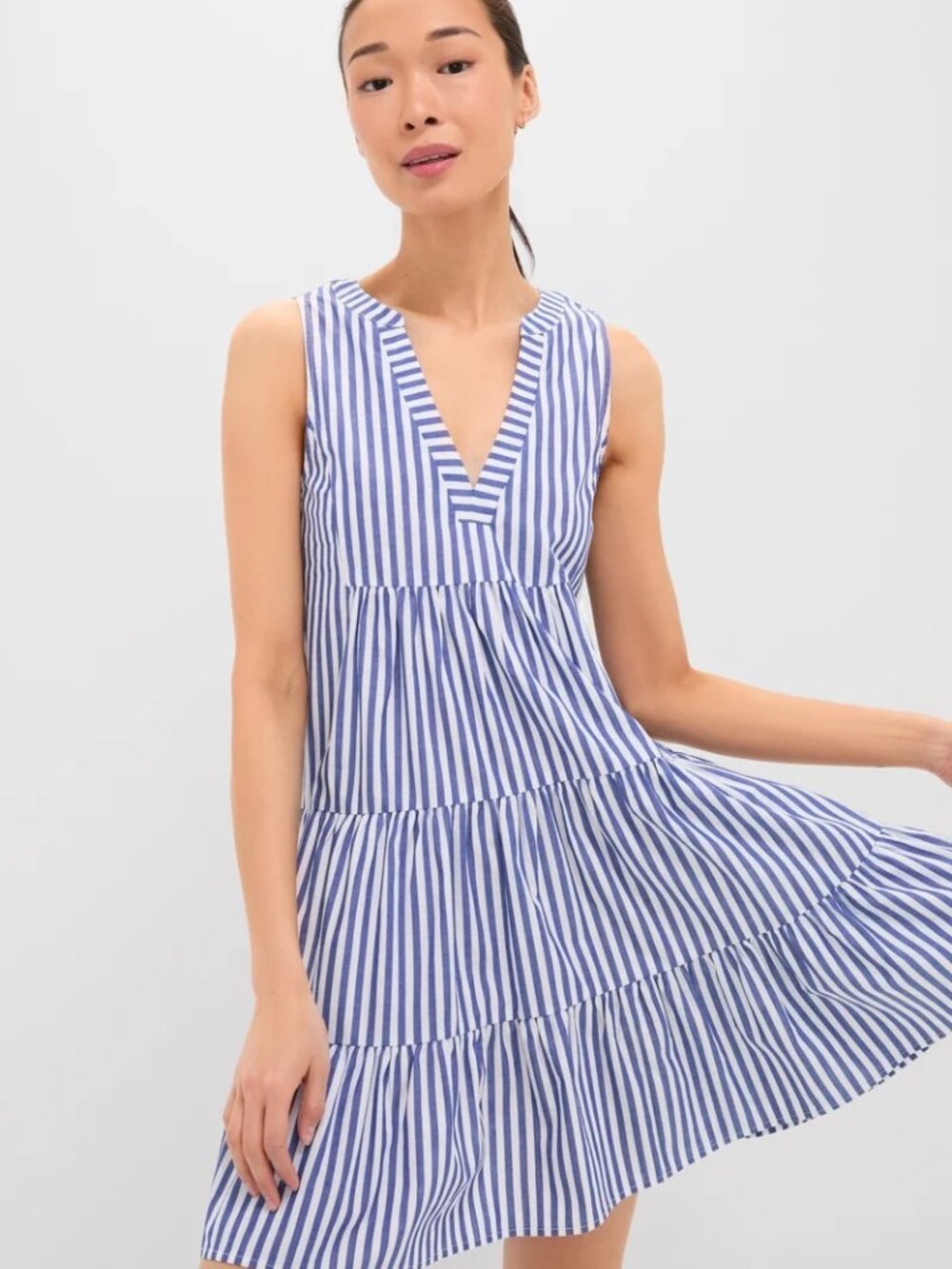 Pomander Place Blue and White Stripe Sleeveless Cotton Kenzo Dress Size XS